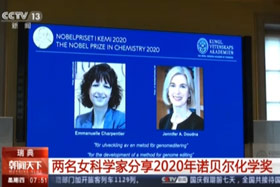 【新闻直播间】2020年诺贝尔化学奖揭晓：两位女科学家分享诺贝尔化学奖